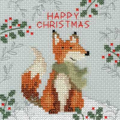 Christmas Fox Cross Stitch Christmas Card Kit by Bothy Threads