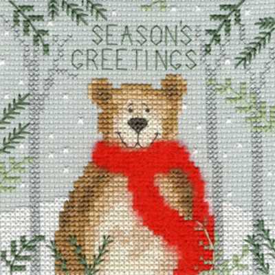 Christmas Bear Cross Stitch Christmas Card Kit by Bothy Threads