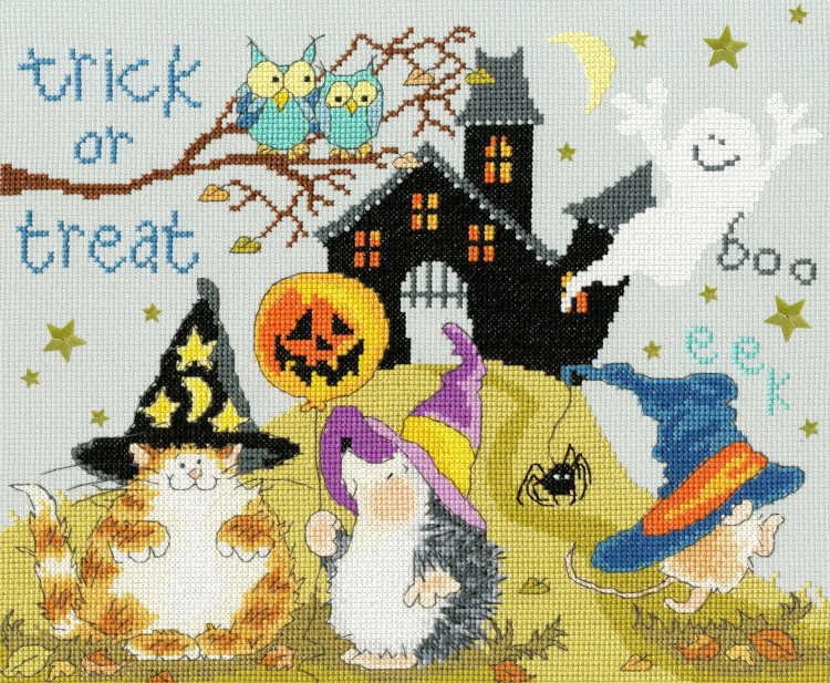 Trick or Treat Cross Stitch Kit By Bothy Threads