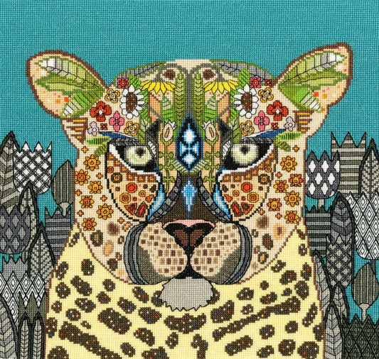 Jewelled Leopard Cross Stitch Kit By Bothy Threads